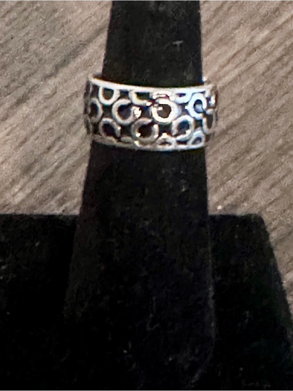 Coach Silver-tone and black enamel signature ring - Picture 5 of 5